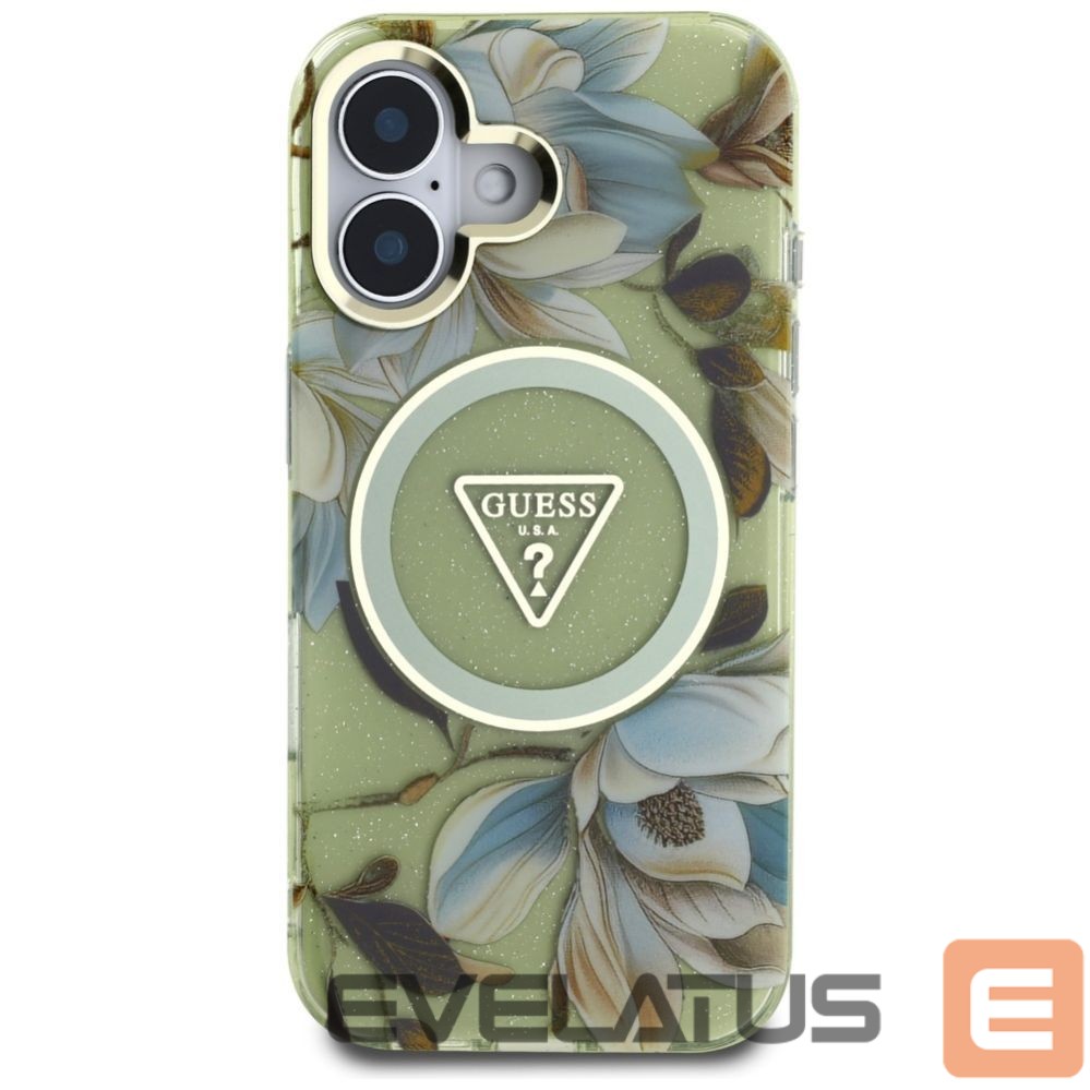 Other goods Guess Guess Glitter Flowers Triangle Buttons MagSafe case for iPhone 16 green