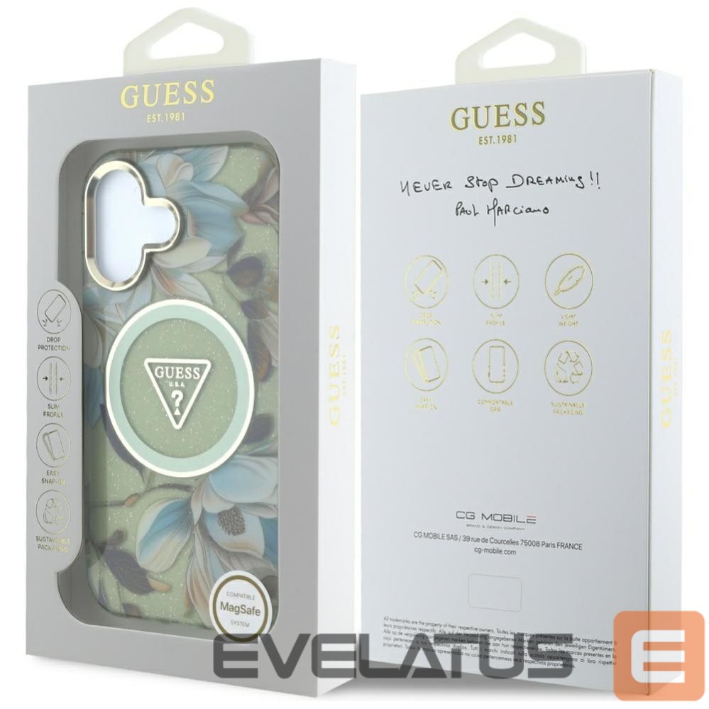 Other goods Guess Guess Glitter Flowers Triangle Buttons MagSafe case for iPhone 16 green