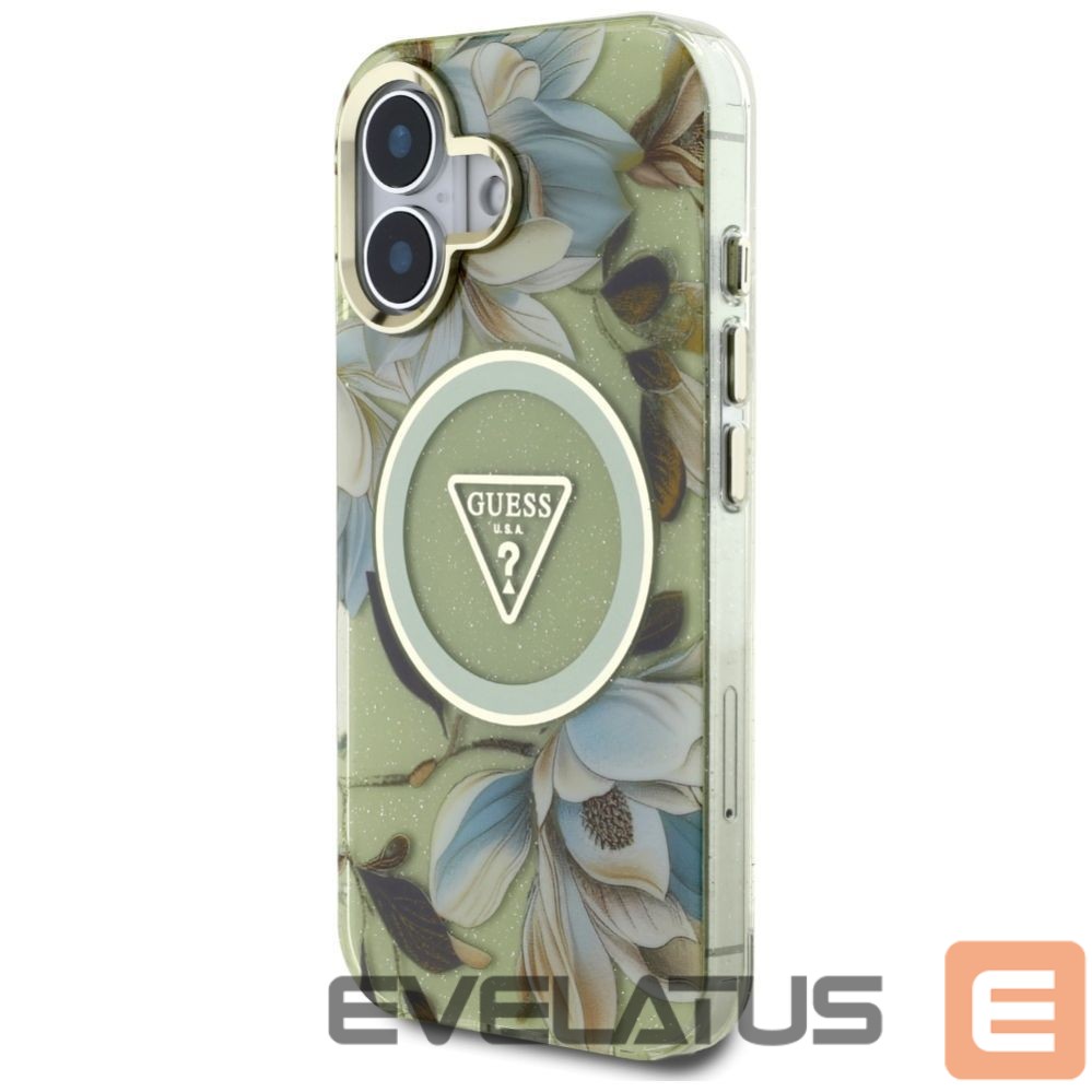 Other goods Guess Guess Glitter Flowers Triangle Buttons MagSafe case for iPhone 16 green