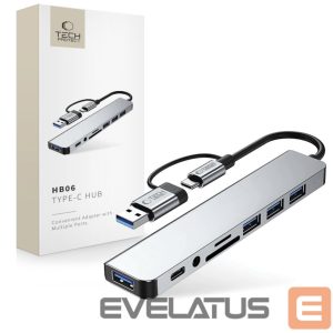 Other goods Tech-Protect  Tech-Protect HB06 HUB Adapter 8in1 TYPE-C + USB2.0 + USB3.0 + SD/TF + AV3.5 - gray 