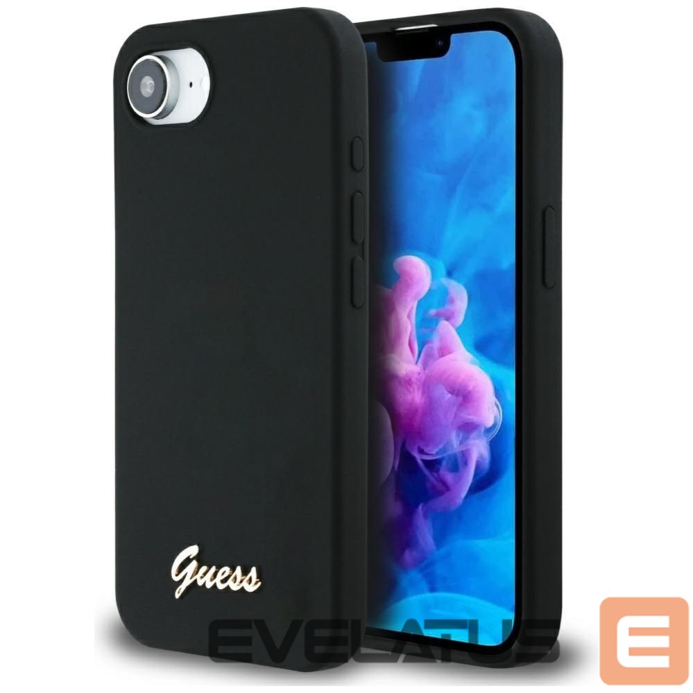 Other goods Guess Guess Silicone Script Metal Logo MagSafe iPhone 16e Case - Black