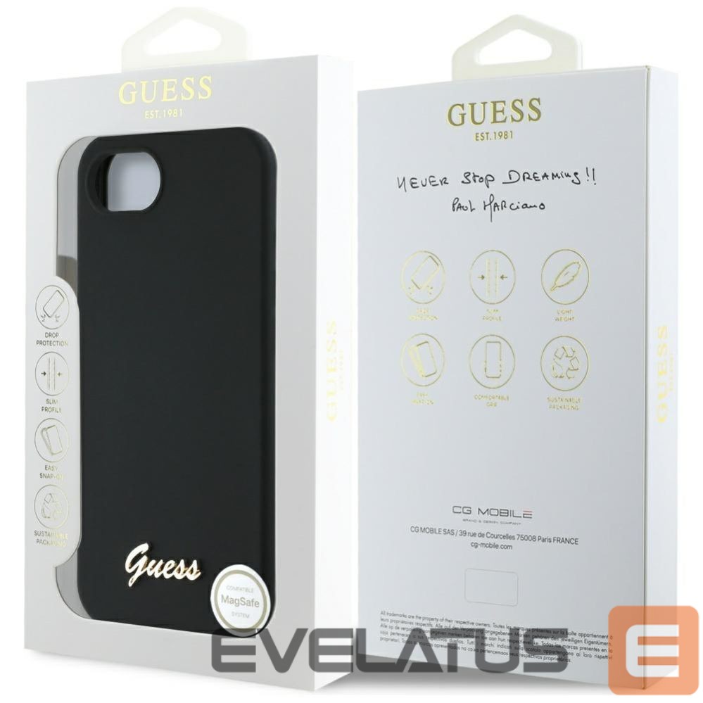 Other goods Guess Guess Silicone Script Metal Logo MagSafe iPhone 16e Case - Black