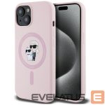 Back panel cover Karl Lagerfeld  Karl Lagerfeld Silicone Karl&Choupette MagSafe iPhone 15 Plus Case - Pink 