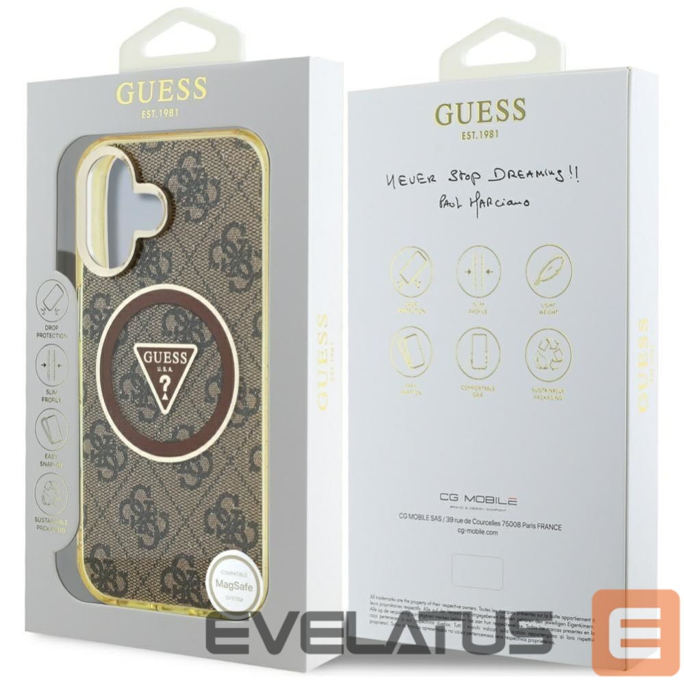Other goods Guess Guess IML Metal Glitter 4G Circle Triangle MagSafe Case for iPhone 16 - Brown
