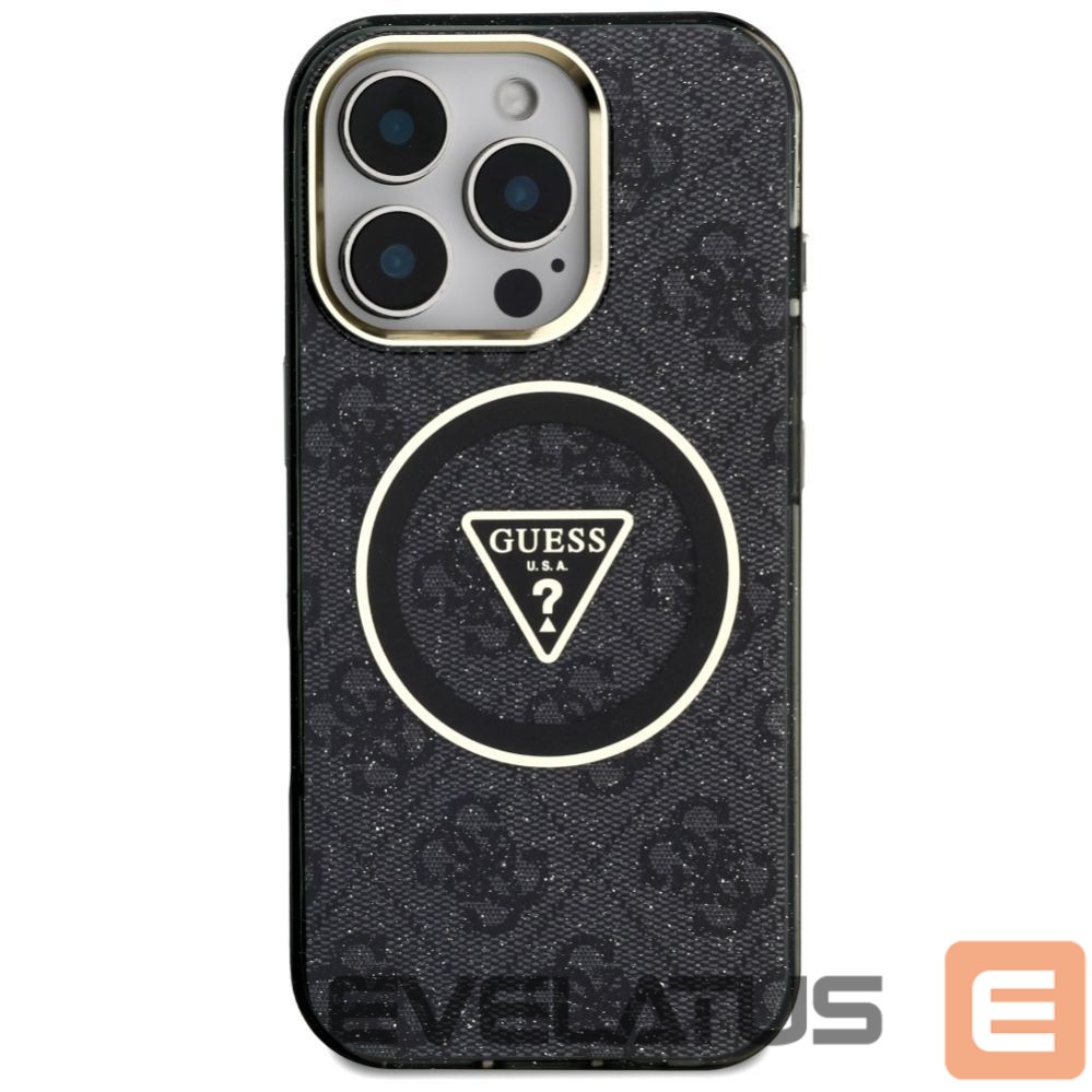 Other goods Guess Guess IML Metal Glitter 4G Circle Triangle MagSafe Case for iPhone 16 Pro - Black
