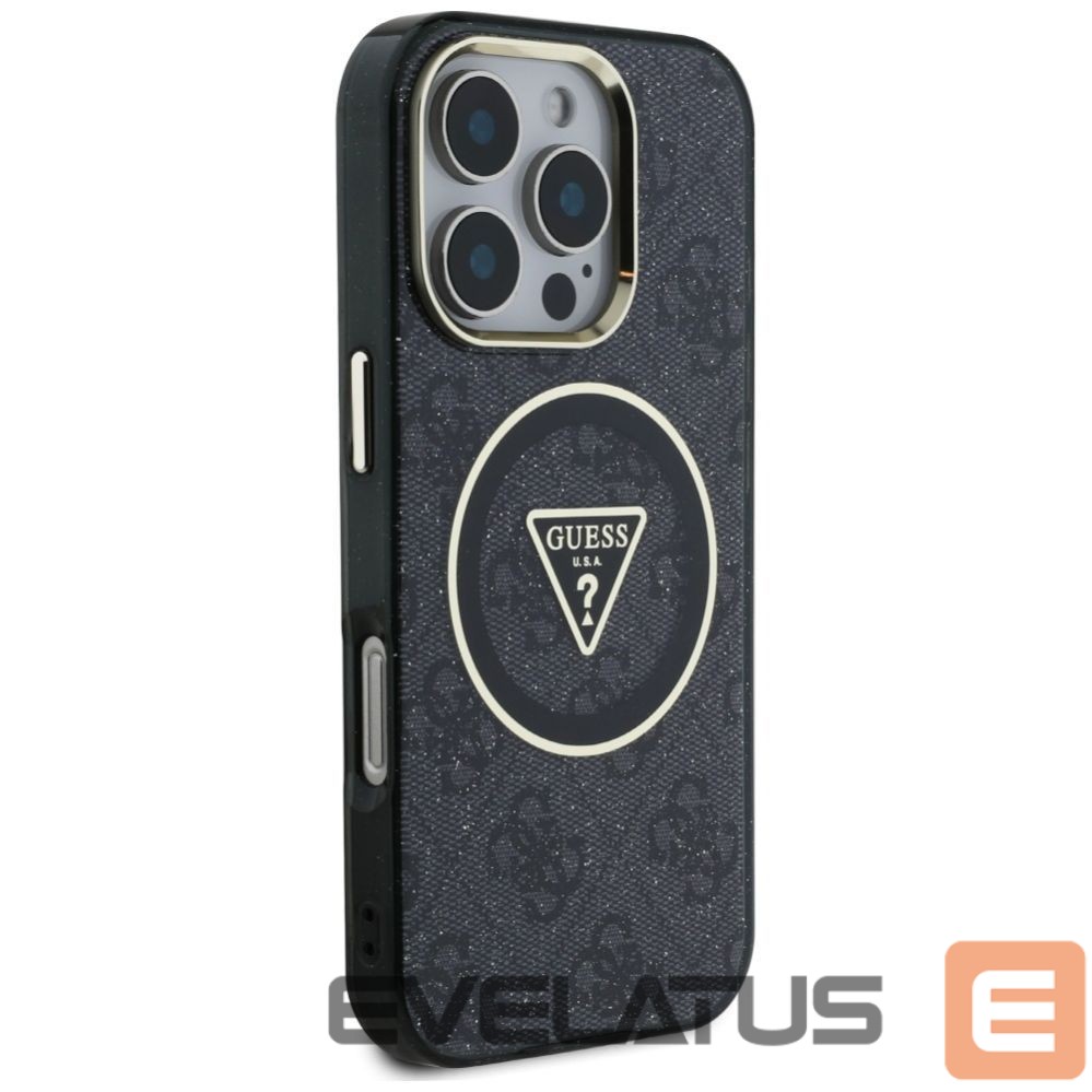 Other goods Guess Guess IML Metal Glitter 4G Circle Triangle MagSafe Case for iPhone 16 Pro - Black