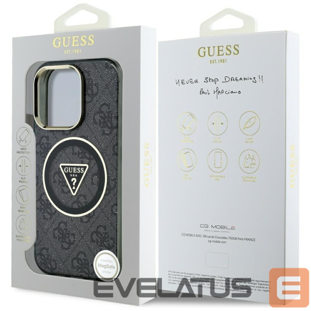 Other goods Guess Guess IML Metal Glitter 4G Circle Triangle MagSafe Case for iPhone 16 Pro - Black