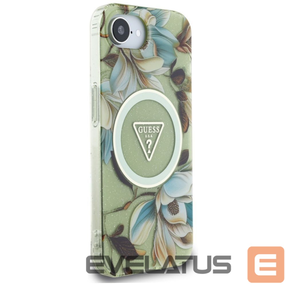 Other goods Guess Guess IML Metal Glitter Flowers Triangle MagSafe iPhone 16e Case - Green