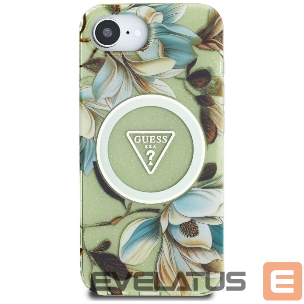 Other goods Guess Guess IML Metal Glitter Flowers Triangle MagSafe iPhone 16e Case - Green