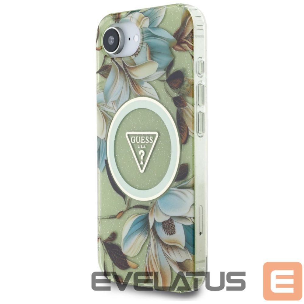 Other goods Guess Guess IML Metal Glitter Flowers Triangle MagSafe iPhone 16e Case - Green