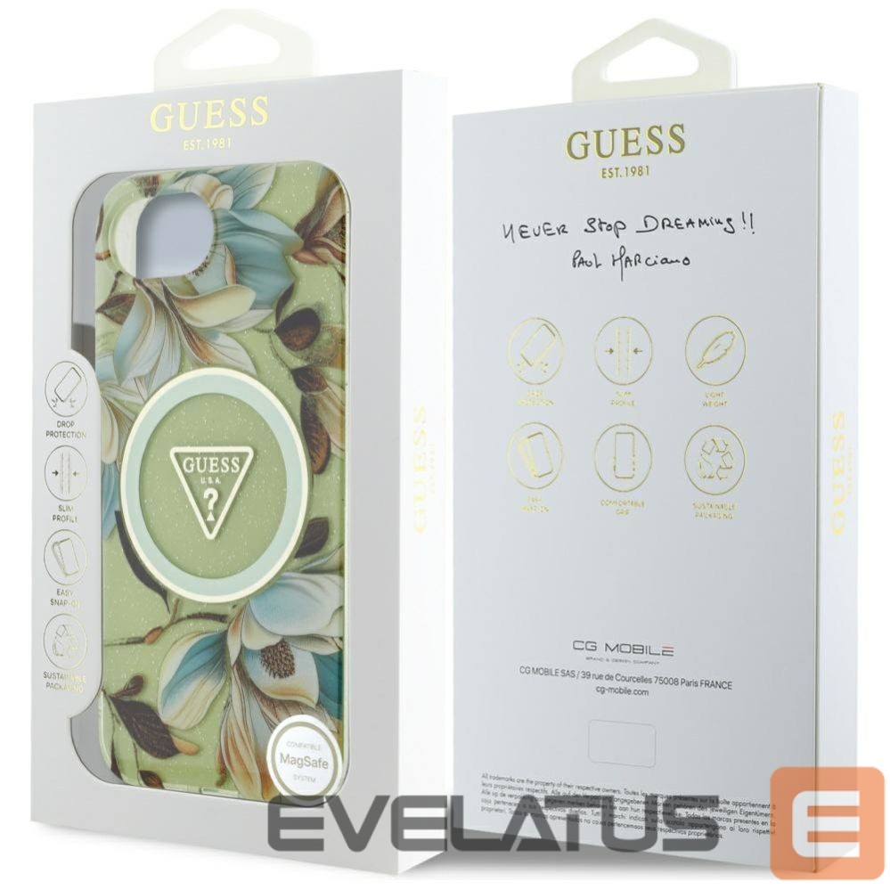 Other goods Guess Guess IML Metal Glitter Flowers Triangle MagSafe iPhone 16e Case - Green