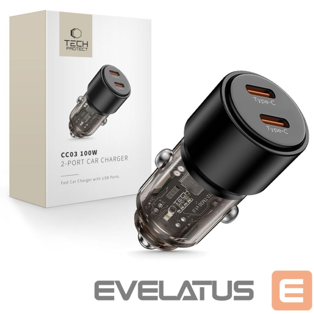 Other goods Tech-Protect CC03 2-port PD100W car charger - black