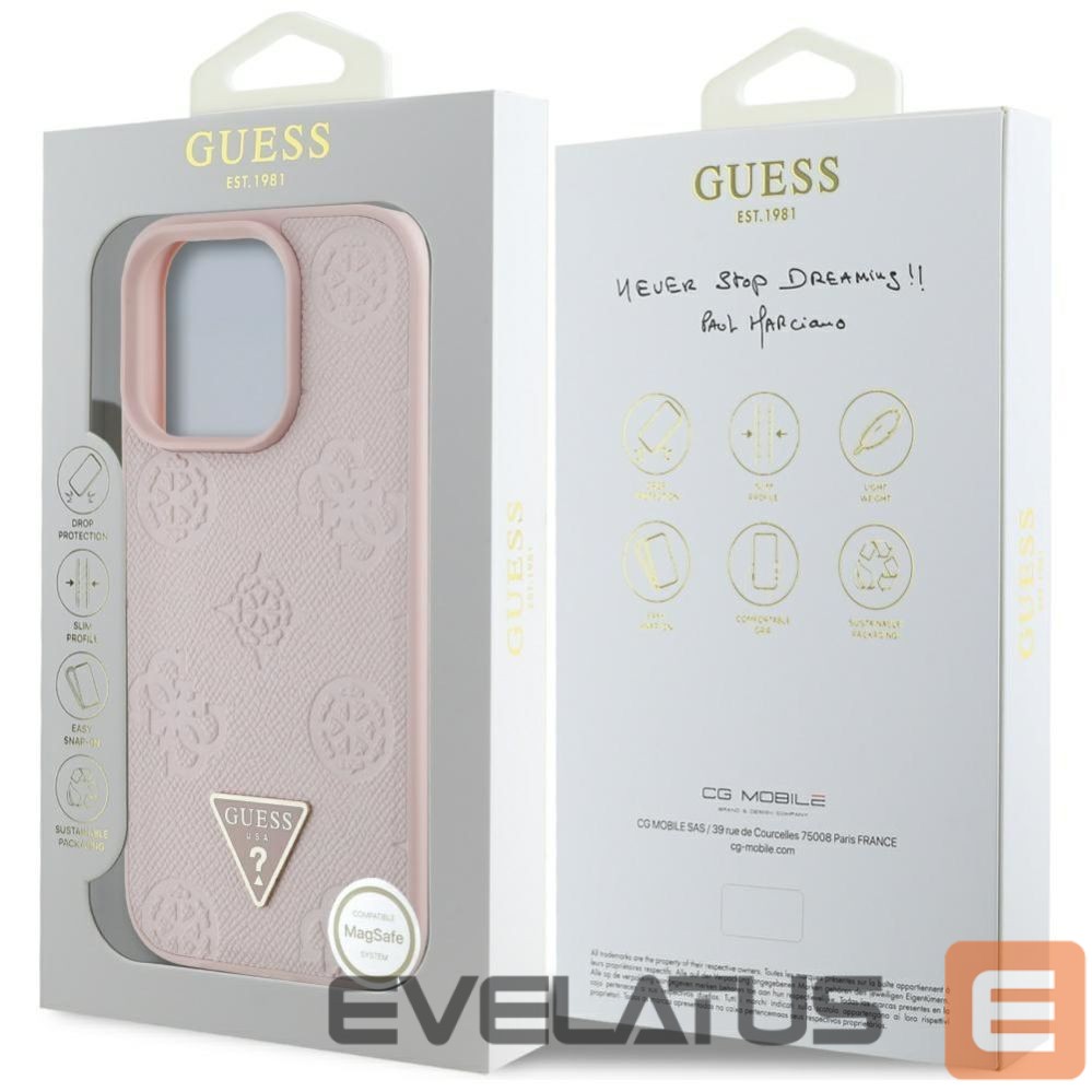 Other goods Guess Guess Grained Hot Stamp Peony Triangle Logo MagSafe iPhone 16 Pro Case - Pink