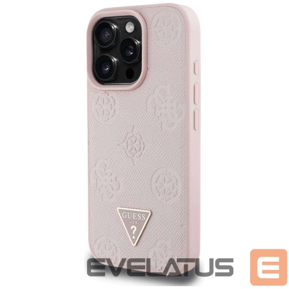 Other goods Guess Guess Grained Hot Stamp Peony Triangle Logo MagSafe iPhone 16 Pro Case - Pink