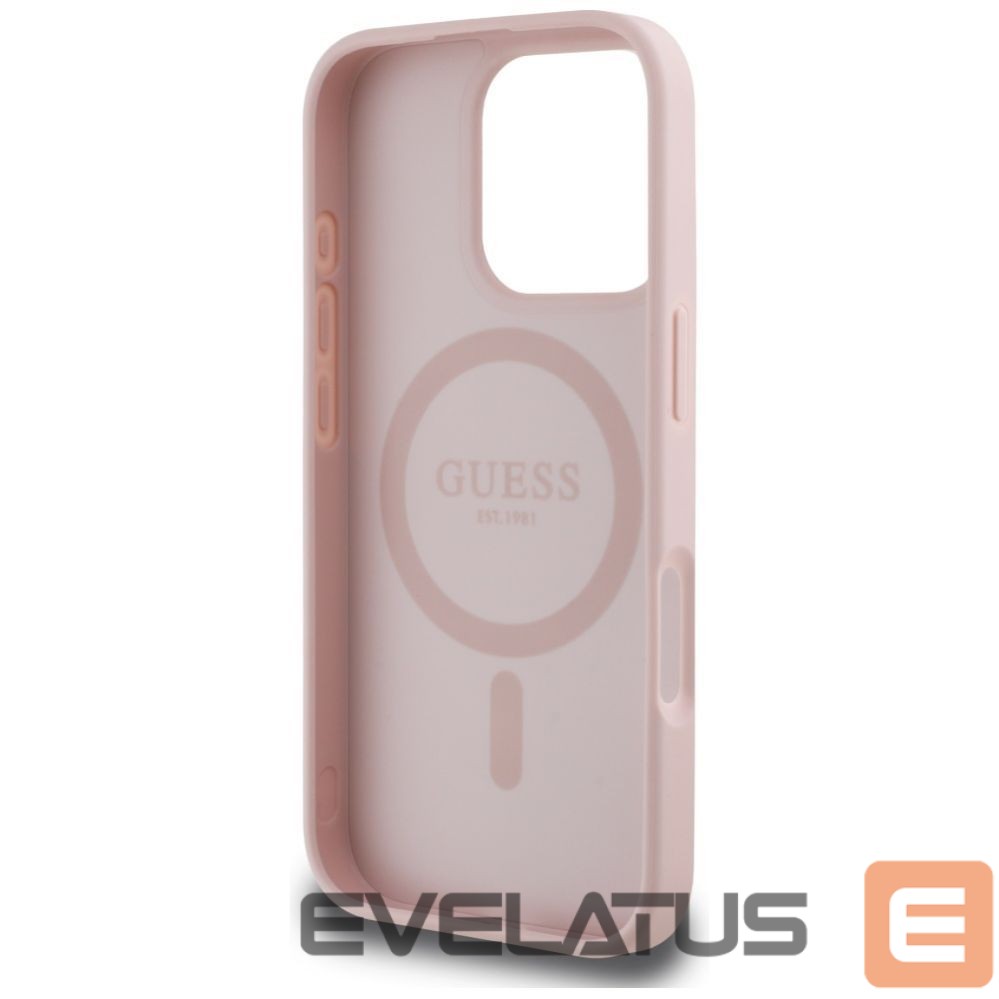 Other goods Guess Guess Grained Hot Stamp Peony Triangle Logo MagSafe iPhone 16 Pro Case - Pink