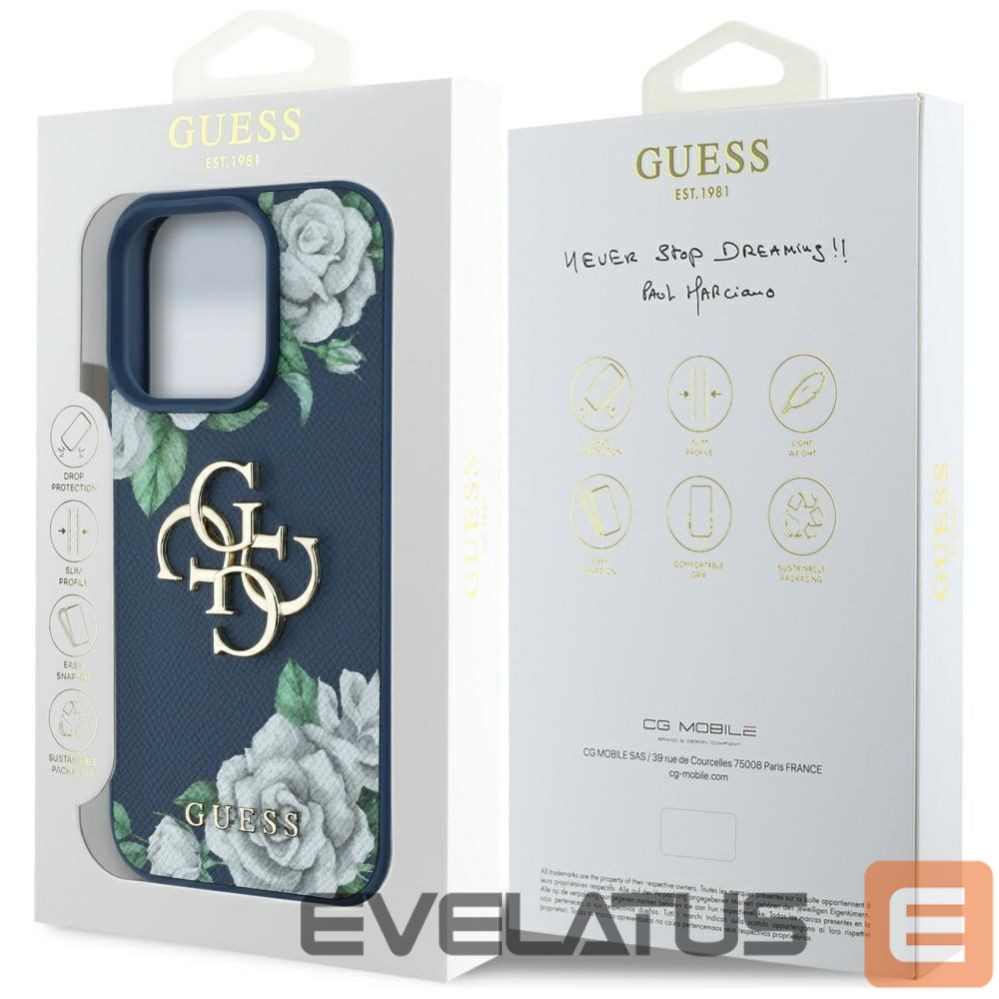 Other goods Guess Guess Grained Roses Big 4G logo case for iPhone 16 Pro Max - blue
