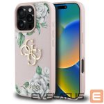 Back panel cover Guess  Guess Grained Roses Big 4G logo iPhone 16 Pro Max case - pink 
