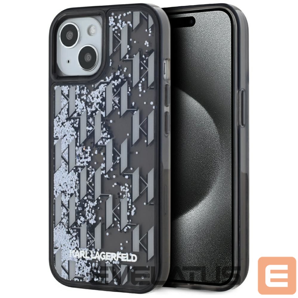 Other goods Karl Lagerfeld Karl Lagerfeld Liquide Glitter Monogram Gradient iPhone 15 Case - Black