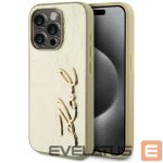 Back panel cover Karl Lagerfeld  Karl Lagerfeld Wrinkled Metal Signature iPhone 15 Pro Max Case - Gold 