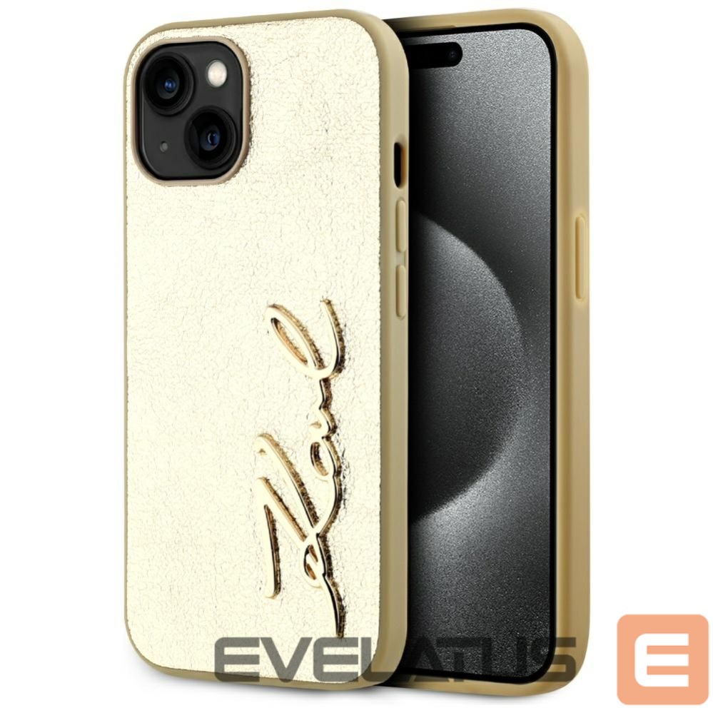 Other goods Karl Lagerfeld Karl Lagerfeld Wrinkled Metal Signature iPhone 15 Case - Gold
