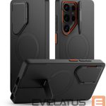 Back panel cover Tech-Protect  Tech-Protect Kevlar Aura MagSafe Case for Samsung Galaxy S25 Ultra - Black/Orange 