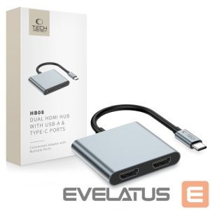 Other goods Tech-Protect  Tech-Protect HB08 4in1 USB-C + USB2.0 + 2 x HDMI 4K 60HZ adapter - gray 