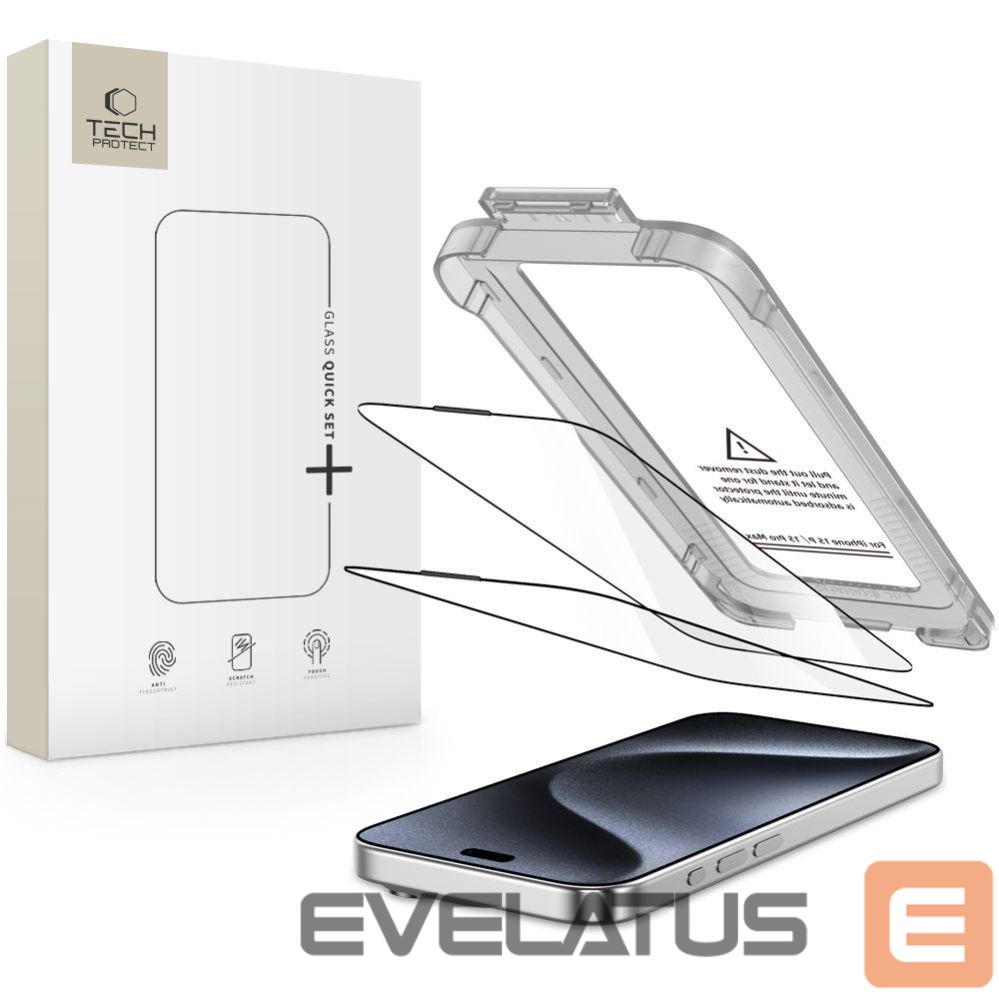 Other goods Tech-Protect Tech-Protect Quick Set+ 2-pack tempered glass for iPhone 15 Pro - black