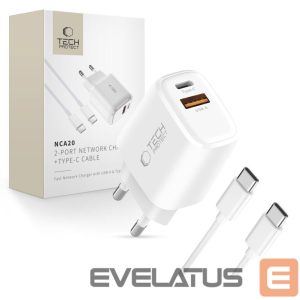 Other goods Tech-Protect  Tech-Protect NCA20 PD 20W QC3.0 USB-A / USB-C Wall Charger + USB-C / USB-C Cable 100cm - White 