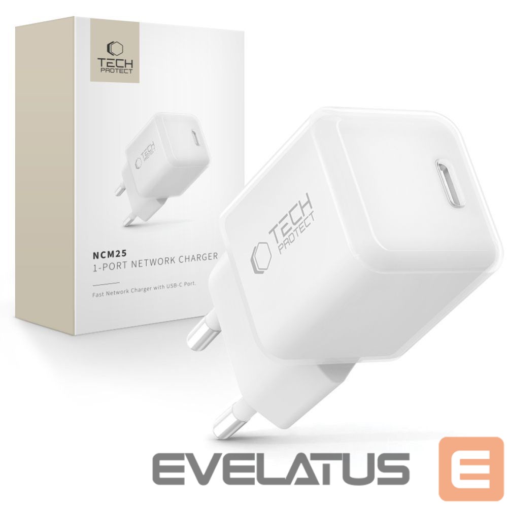 Other goods Tech-Protect Tech-Protect NCM25 USB-C PD 25W Wall Charger - White