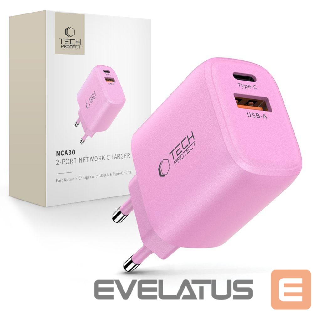 Other goods Tech-Protect Tech-Protect NCA30 PD 30W QC3.0 USB-A / USB-C Wall Charger - Pink