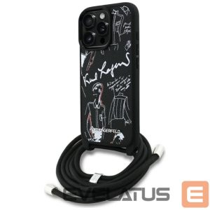 Other goods Karl Lagerfeld  Karl Lagerfeld Crossbody Grained Pattern & Logo Case for iPhone 16 Pro - Black 