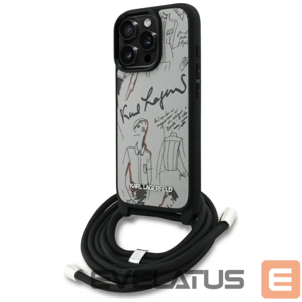 Other goods Karl Lagerfeld Karl Lagerfeld Crossbody Grained Pattern & Logo Case for iPhone 16 Pro Max - Gray