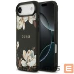 Back panel cover Guess  Guess Grained Flowers Classic Logo MagSafe case for iPhone Air - black 