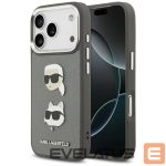 Back panel cover Karl Lagerfeld  Karl Lagerfeld FW Grained Karl & Choupette Heads Pins & Logo iPhone 17 Pro Case - Gray 