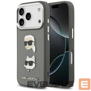 Back panel cover Karl Lagerfeld  Karl Lagerfeld FW Grained Karl & Choupette Heads Pins & Logo iPhone 17 Pro Case - Gray 