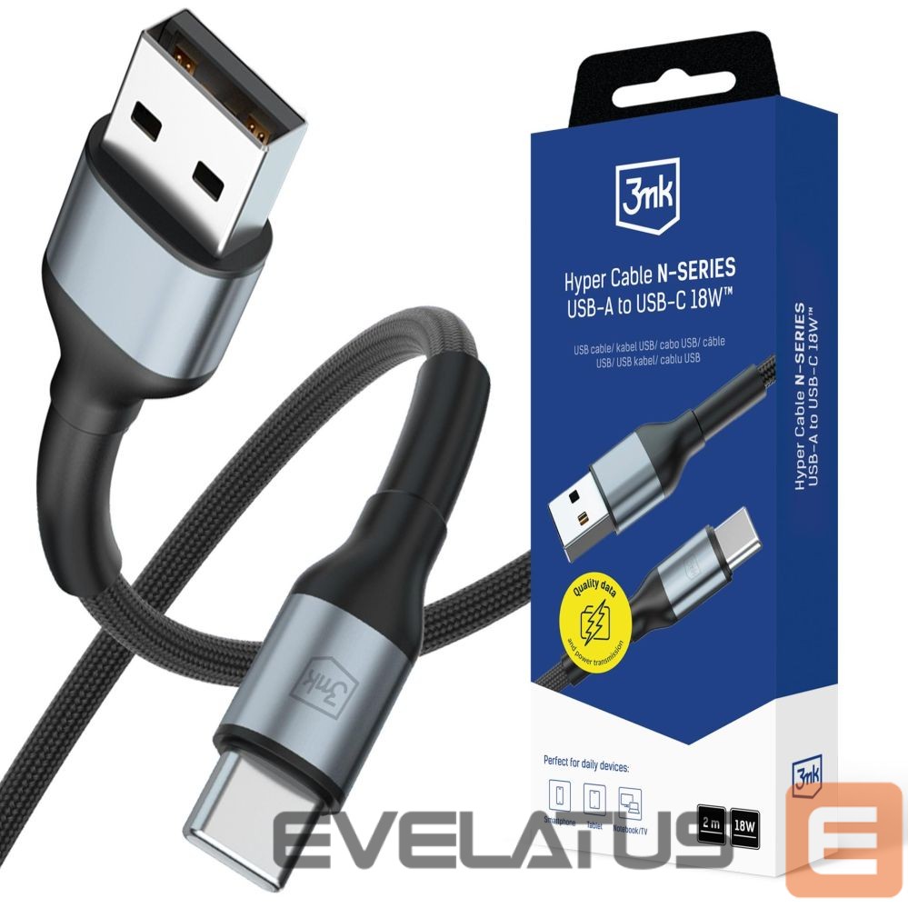 Other goods 3MK 3mk Hyper Cable N-SERIES USB-A / USB-C 2m 9V/2A 18W / black