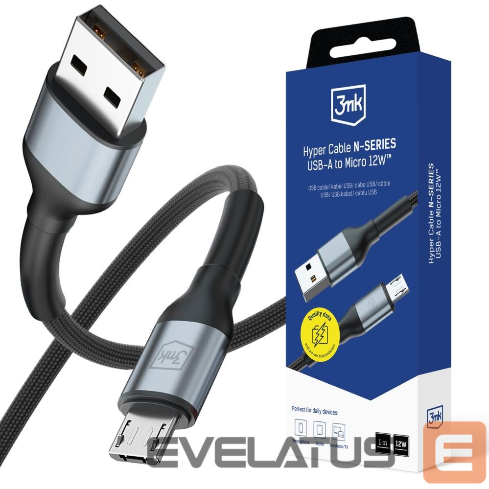 Other goods 3MK 3mk Hyper Cable N-SERIES USB-A / MicroUSB 1m 5V/2.4A 12W / black