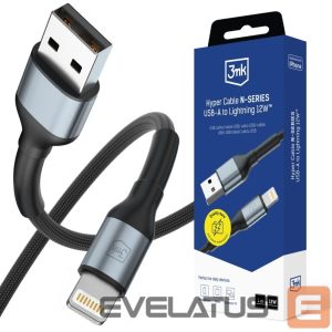 Other goods 3MK  3mk Hyper Cable 3mk Hyper Cable N-SERIES USB-A / Lightning 1m 5V/2.4A 12W / black 