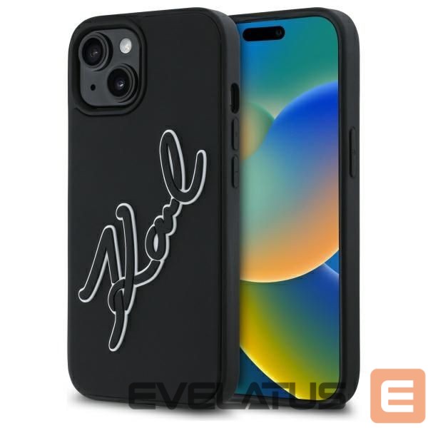 Other goods Karl Lagerfeld Karl Lagerfeld 3D Rubber Signature iPhone 15 Case - Black