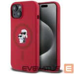 Back panel cover Karl Lagerfeld  Karl Lagerfeld Silicone Karl&Choupette Heads Ring MagSafe iPhone 15 Case - Red 