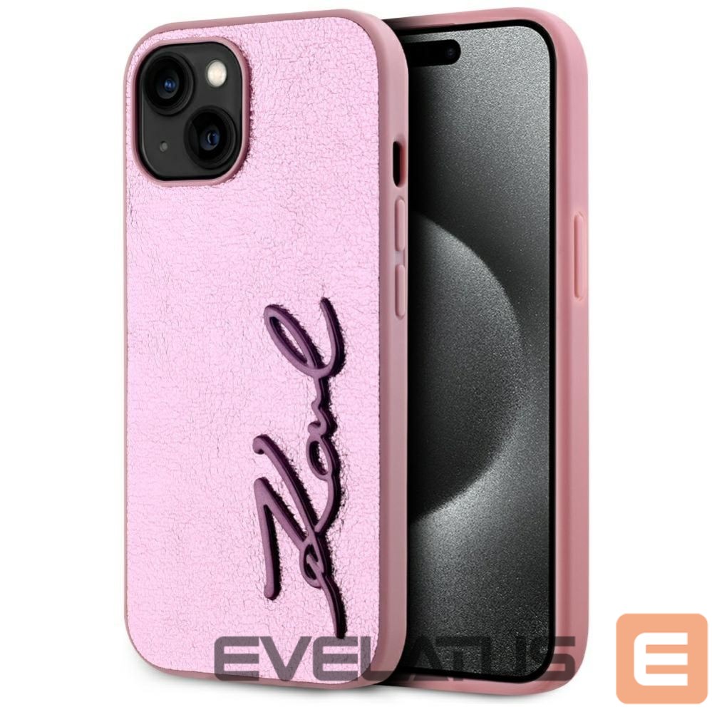 Other goods Karl Lagerfeld Karl Lagerfeld Wrinkled Metal Signature iPhone 15 Case - Pink