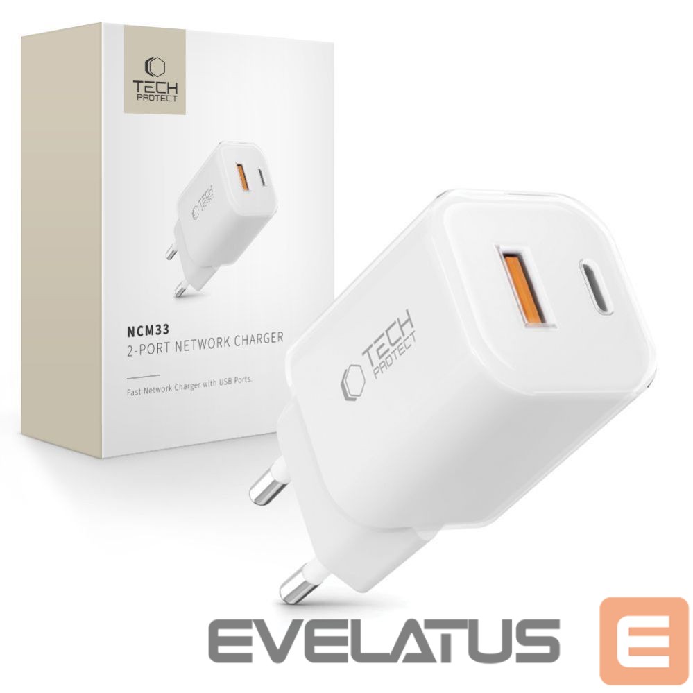 Other goods Tech-Protect Tech-Protect NCM33W 2-port PD33W/QC3.0 wall charger - white