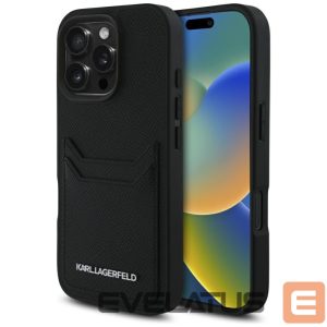 Other goods Karl Lagerfeld  Karl Lagerfeld HC Grained PU Cardslot Metal Elong Case for iPhone 16 Pro Max - Black 
