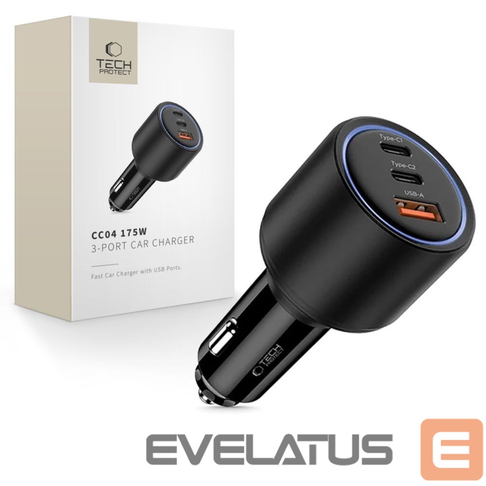 Other goods Tech-Protect CC04 3-port PD175W car charger - black