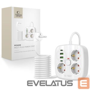 Other goods Tech-Protect  Tech-Protect PCS3X4 power strip, 3 sockets, 2xUSB-A, 2xUSB-C 200 cm - white 