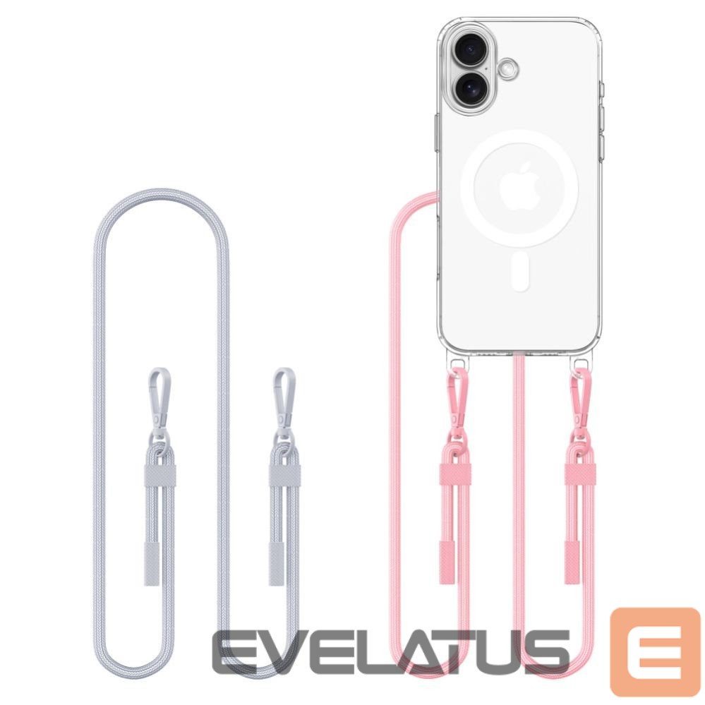 Other goods Tech-Protect Tech-Protect Flexair Chain MagSafe Case for iPhone 16 - Clear + 2 Lanyards (Pink and Gray)