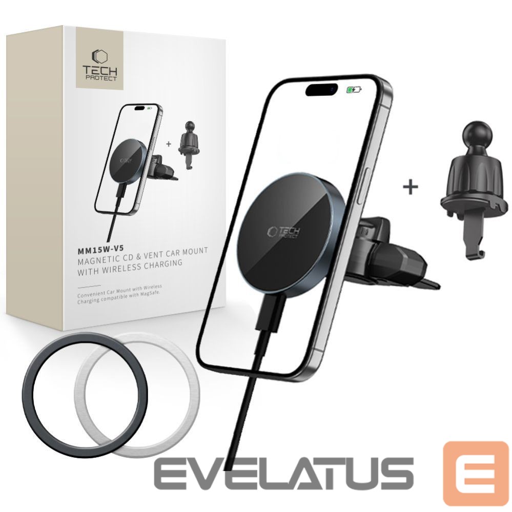 Other goods Tech-Protect Tech-Protect mm15W-V5 Magnetic MagSafe Car Mount for Air Vent/CD Slot - Black