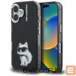 Back panel cover Karl Lagerfeld  Karl Lagerfeld IML Aquarelle Choupette & Logo iPhone 16 Case - Black 