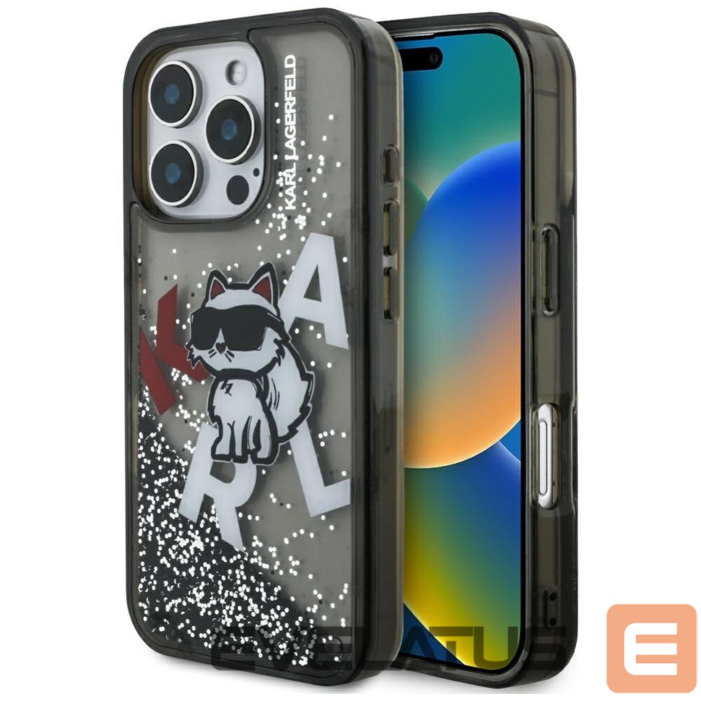 Other goods Karl Lagerfeld Karl Lagerfeld Liquid Glitter Choupette Logo Case for iPhone 16 Pro Max - Black