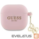 Back panel cover Guess  Guess AirPods 4 cover Silicone 4G Charm case - pink 